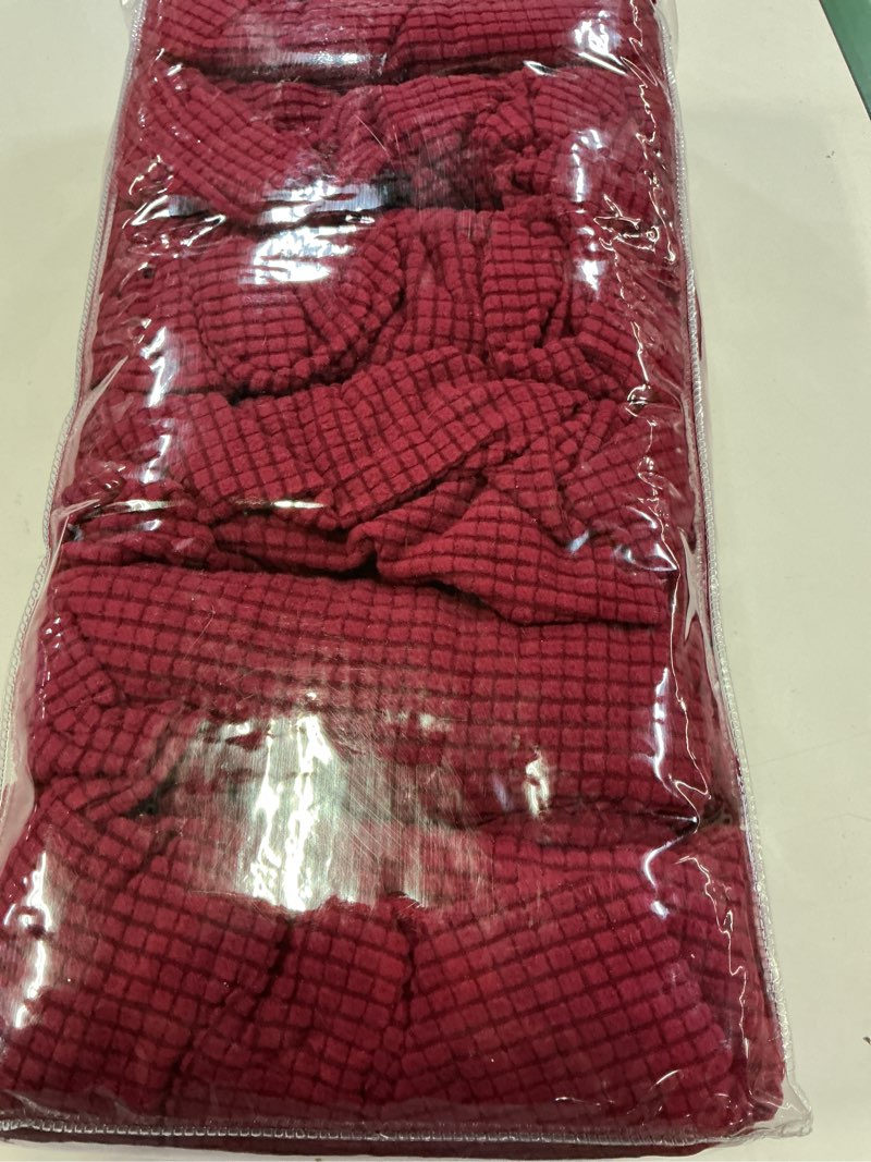 Condition photo showing Good Condition for 12pcs stretch patio cushion covers,outdoor couch covers replacement,outdoor couch & sofa slipcovers,for patio furniture cushion covers,washable reusable furniture protector (wine red,cover only) 12pcs jacquard check wine red