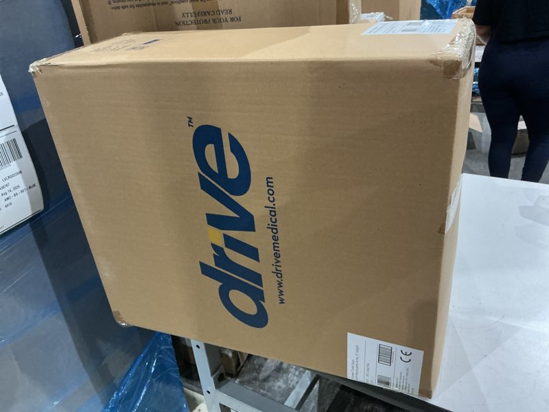 Condition photo showing New/Like New for drive medical 2-in-1 raised toilet seat with removable padded arms | raised toilet seat offers removable padded arms and secure locking attachment for standard toilets and safety