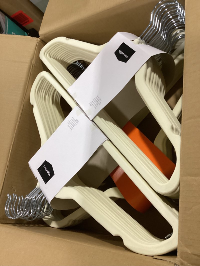 Condition photo showing New/Like New for smartor velvet hangers 60 pack, 14 inch premium non slip kids felt hangers for closet, space saving toddler clothes hanger for youth's childrens' clothes (silver hook)- white 14 inch-60pc off white