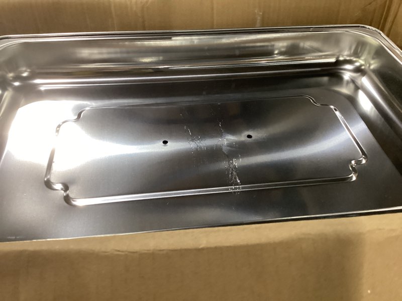 Condition photo showing As Is for Chafing Dishes for Buffet 3 Pack 9 Quart Stainless Steel Chafer Buffet Servers and Warmers Set with Folding Frame for Weddings Parties Banquets Catering Events