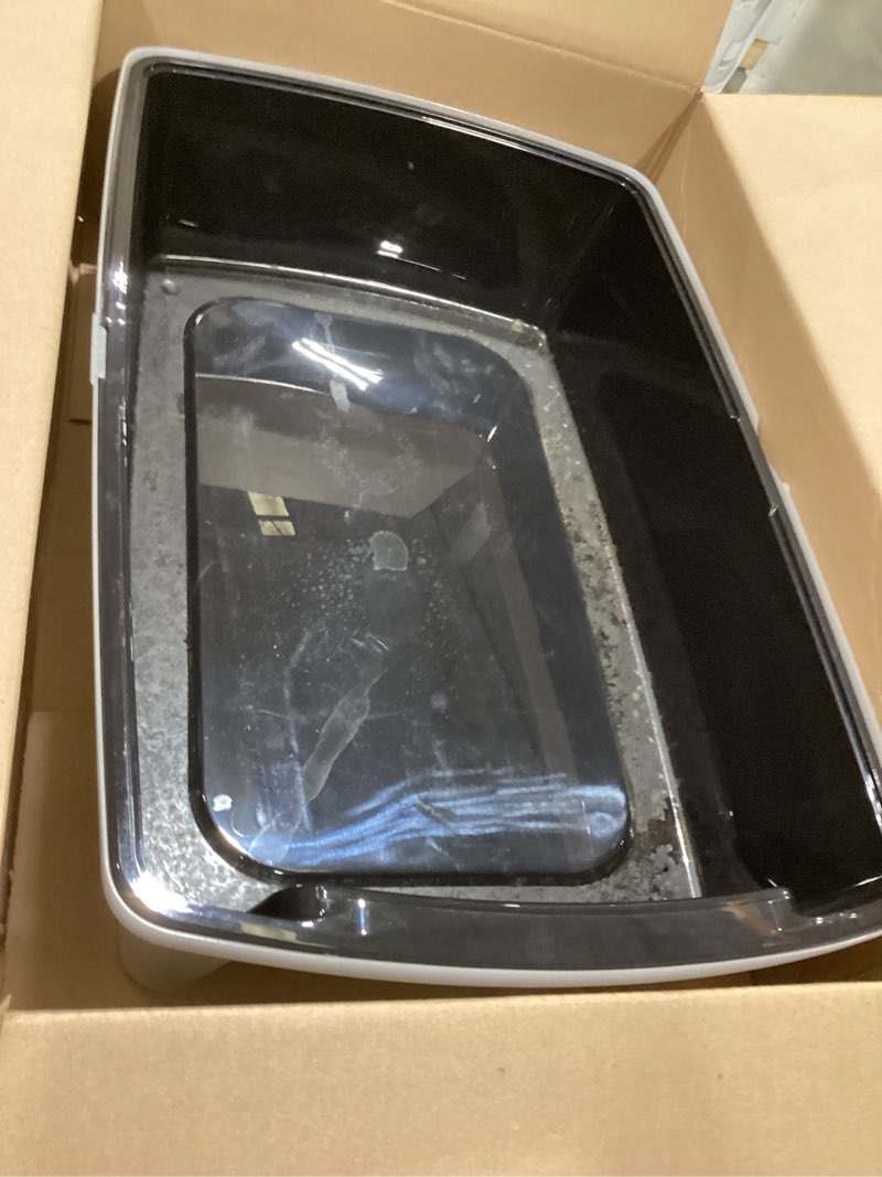 Condition photo showing As Is for petmate litter pan, blue/gray, small, made in usa