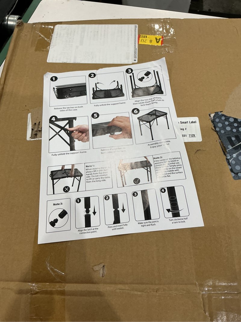 Condition photo showing As Is for small 2ft folding table with carry handle, adjustable height 10.6\\\" or 22\\\", black metal mesh, portable & compact indoor/apartment/card/side/grill table,black