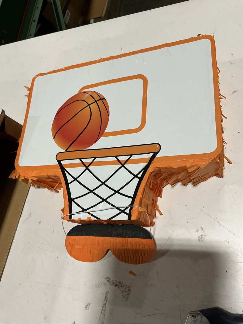 Condition photo showing New/Like New for basketball piñata with bundle & blindfold basketball birthday party decorations sports party supplies for kids boys sports themed birthday carnival events (15 x 12.4 in)
