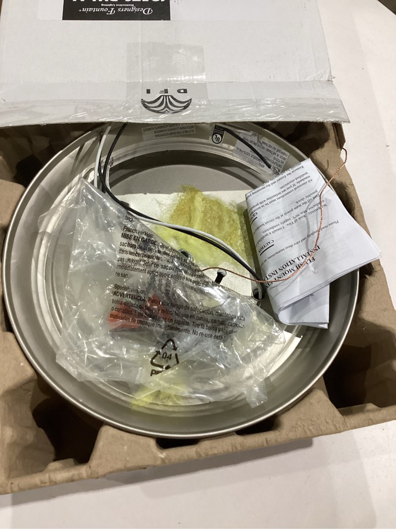 Condition photo showing As Is for designers fountain reedley 2-lights flush mount ceiling light, 11 inch lighting fixture for kitchen, bedroom, bathroom, and hallway, white alabaster glass, pewter, 1257s-pw-al pewter 11 in