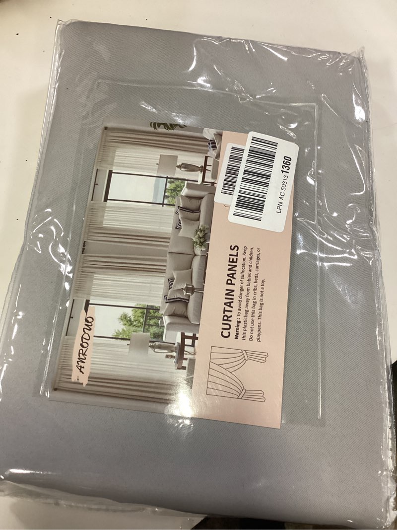Condition photo showing Good Condition for anroduo rod pocket and back tab pleated blackout curtains with hooks, rings, light grey curtains 63 inches long 2 panels, thermal insulated room darkening living room bedroom curtain, 42x63 inches light grey 42"w x 63"l (pack of 2)