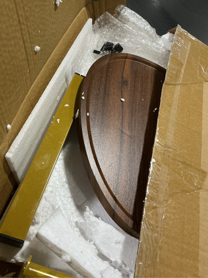 Condition photo showing Good Condition for wanlian small side table,23inch c shaped end table for sofa and bed, tv tray table with metal frame for couch, living room, bedroom (brown+gold)