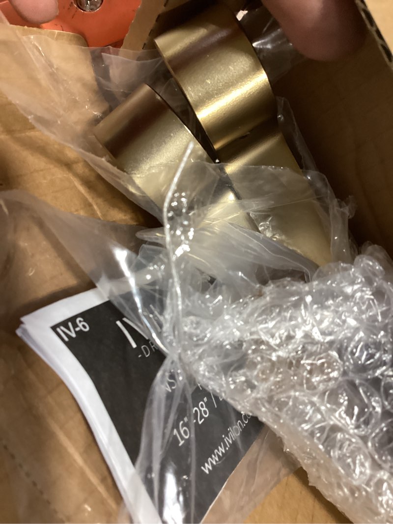 Condition photo showing Good Condition for Ivilon Drapery Window Curtain Rod - End Cap Style Design 1 Inch Pole. 28 to 48 Inch Color Warm Gold 28 to 48 in.