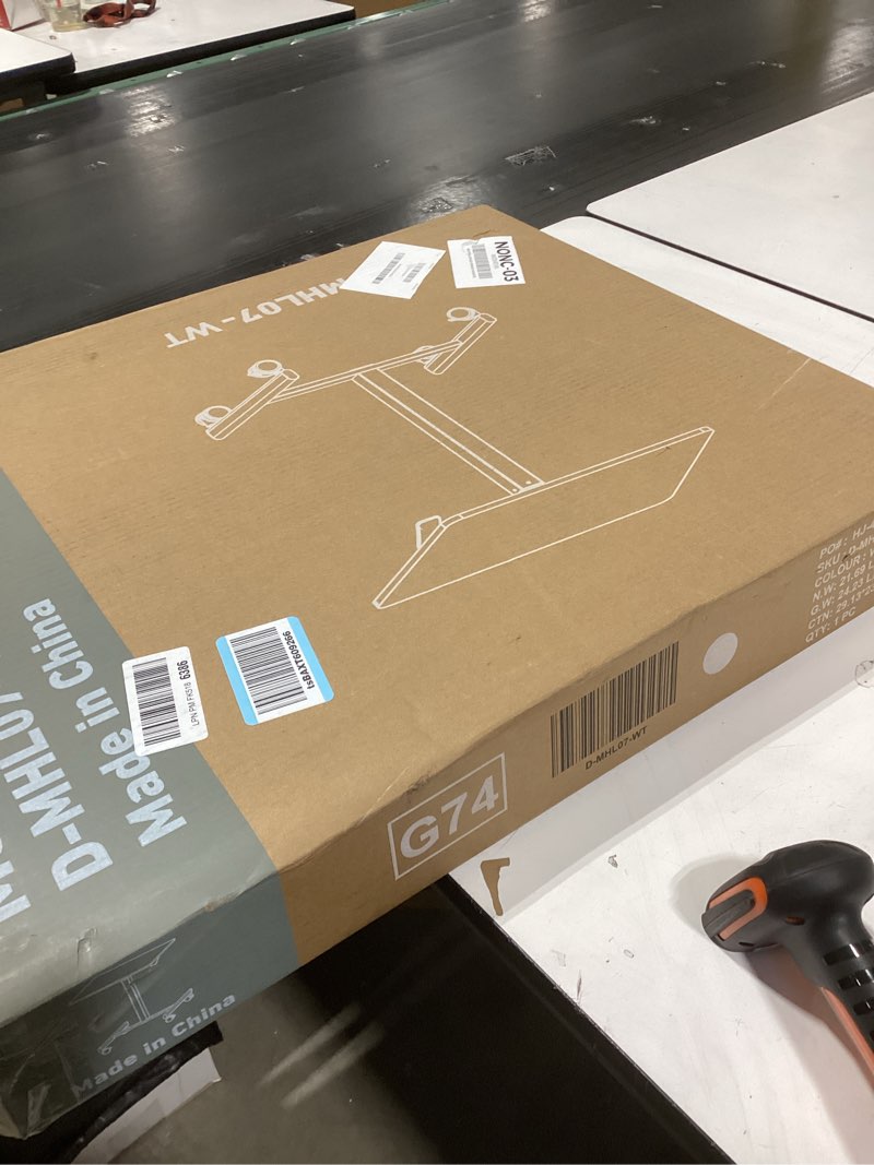 Condition photo showing New/Like New for DUMOS Small Standing Desk Mobile Portable Rolling Laptop PC Table on Wheels Adjustable Height Computer Workstation for Home Office, 19 Inch, Modern White