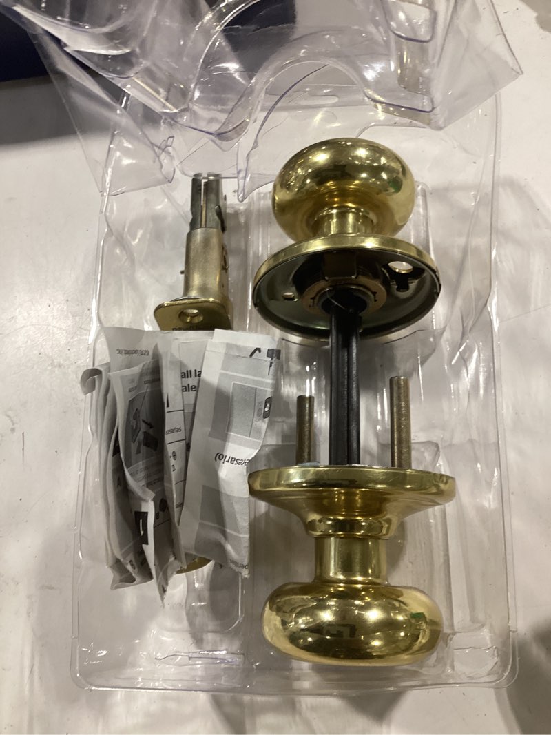 Condition photo showing Good Condition for kwikset juno polished brass passage door knob 1-3/4 in.