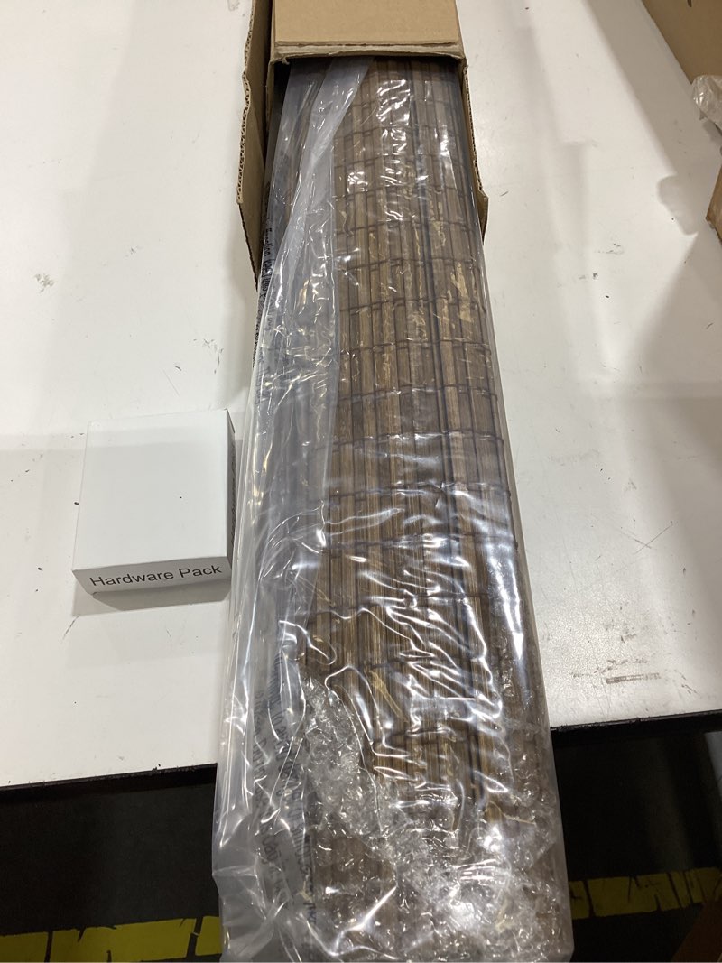 Condition photo showing Good Condition for unishades cordless bamboo roman shades for windows, blinds size (25.5" w ×64" h) colour (highfield teak) ?room darkening?highfield teak 25.5" w × 64" h