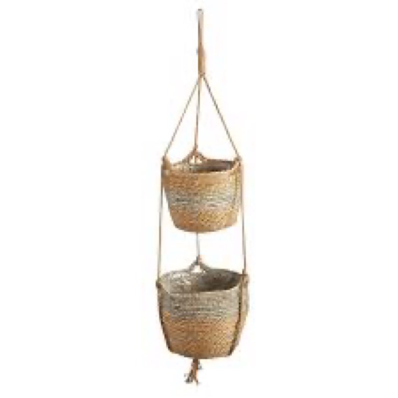 47th & Main Woven Seagrass Basket Lined Indoor Footed Planter Pot, 4.5" x 6" W x 7.3" H, Natural Rop
