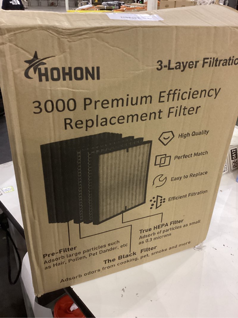 Condition photo showing New/Like New for 9-Pack HOHONI Replacement Filters Compatible 3000 Air Purifi-er, 3000,3000M, 3000Pro Air Purifi-er,1 air filter, 2 Activated Carbn and 6 Extra Carbn Pre-Filters 1+2+6
