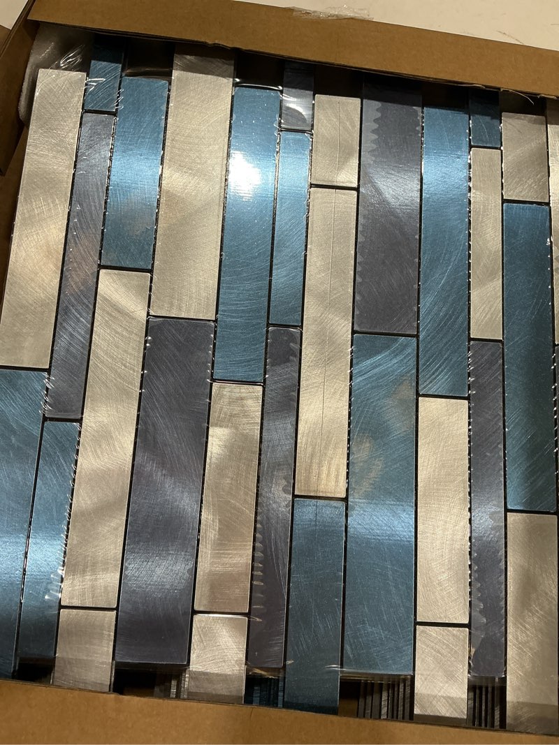 Condition photo showing Good Condition for 10 sheets peel and stick backsplash tile for kitchen, self-adhesive mosaic tile, stick on bathroom vanities?fireplace décor, laundry table(11.25" x 12.7") (blue series)