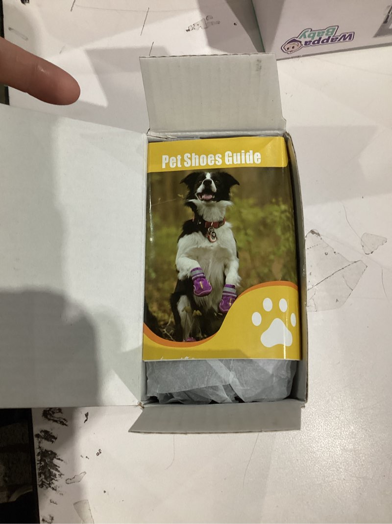 Condition photo showing New/Like New for QUMY Dog Shoes for Large Dogs, Medium Dog Boots & Paw Protectors for Winter Snowy Day, Summer Hot Pavement, Water-Resistant in Rainy Weather, Outdoor Walking, Indoor Hardfloors Skid-Resistant Sole Black Size 3: 2.0''x2.5''(W*L) (Pack of 4)
