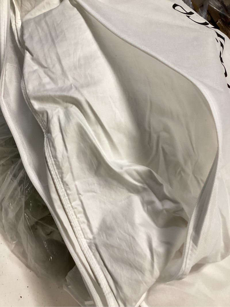 Condition photo showing As Is for quince goose feather down pillows standar 1, soft pillows with 100% organic cotton fabric, luxury hotel quality bed pillow 1 pack for sleeping, breathable & fluffy (20\\\" x 26\\\") standard-20x26\\\" pack of 1-white 1