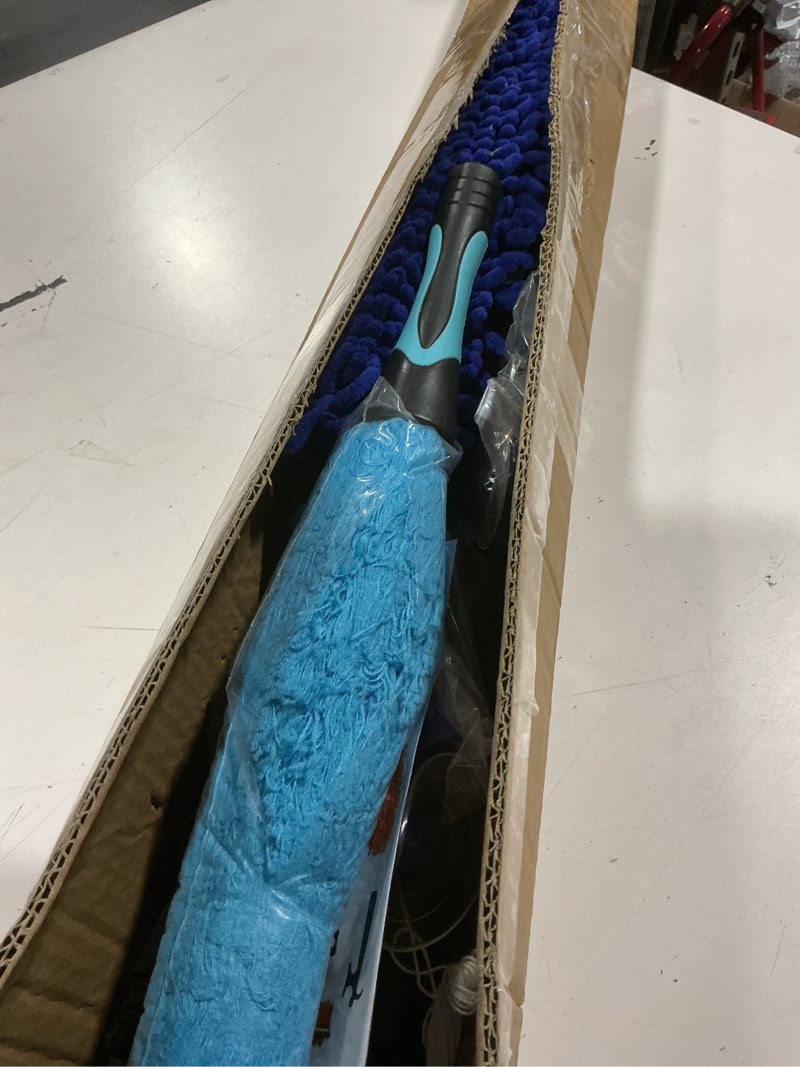 Condition photo showing As Is for 26ft light bulb changer for high ceilings with 5-20ft heavy duty extension pole,high ceiling fan duster extendable reusable cobweb,feather,window cleaning squeegee kit for home & house,interior roof blue 20 feet