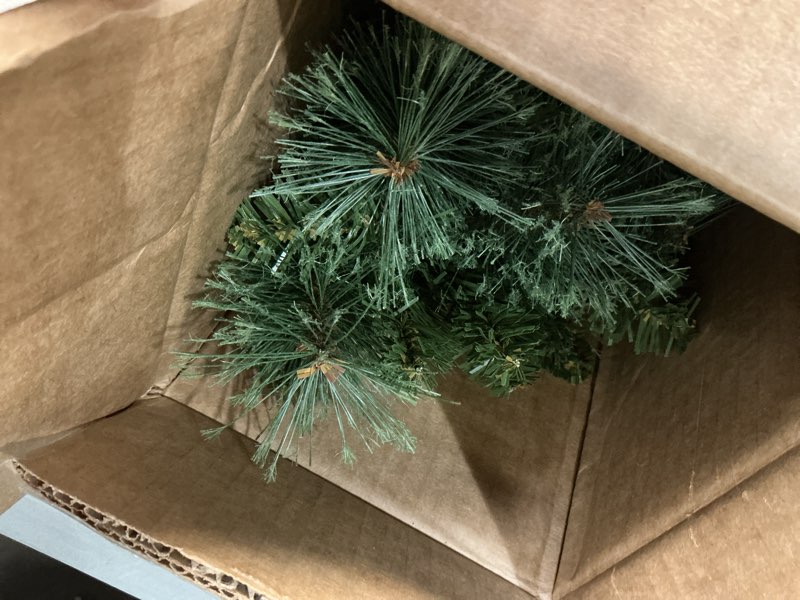 Condition photo showing As Is for Nearly Natural 6-ft White Mountain Pine Artificial Garland with 35 Warm White LED Lights and Pinecon