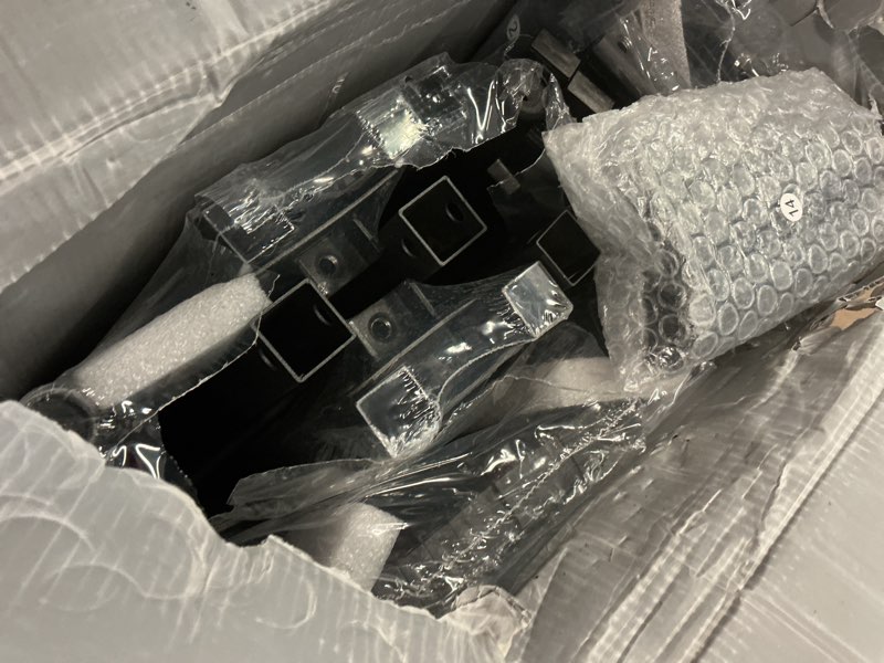 Condition photo showing As Is for King Size Metal Platform Bed Frame/Victorian Style Headboard and Footboard/Steel Slat Support/Easy Assembly/No Box Spring Needed/Underbed Storage/Noise Free/Black King Victorian