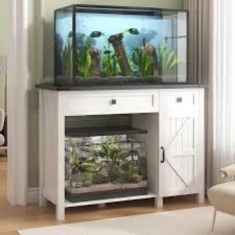 Incomplete * no tank*kepptory 40 Gallon Fish Tank Stand with Power Outlets, Farmhouse Decorative Aquarium Stand Furniture