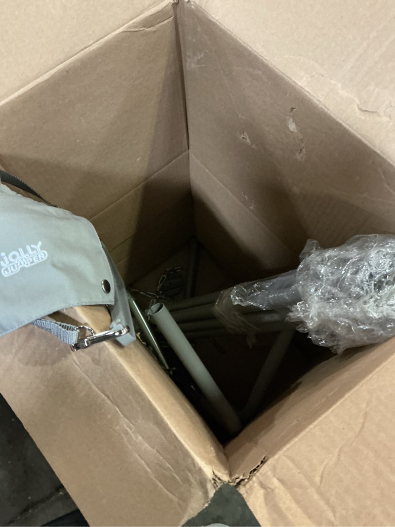 Condition photo showing As Is for Jolly Jumper Elite (Grey) Baby Exerciser - Sturdy Frame, 6 ft Tall Stand Baby Jumper, Indoor and Outdoor Exercise Saddle Seat, Adjustable Height, for Infants up to 28 lbs