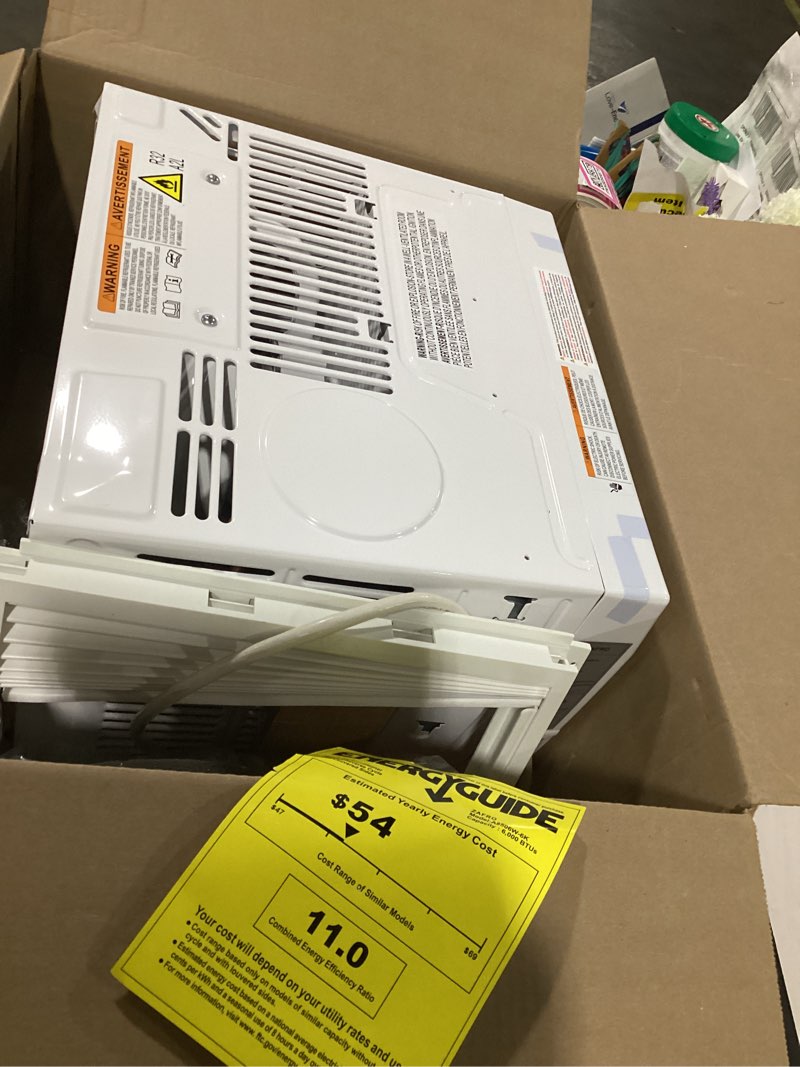 Condition photo showing As Is for zafro room air conditioner without reverse cycle zafro model a8506w-6k 6000 btus