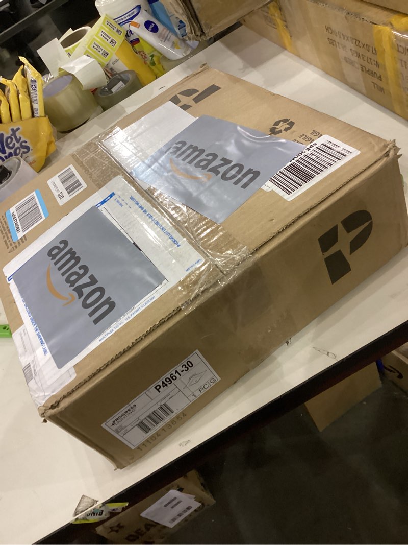 Condition photo showing New/Like New for Progress Lighting P4961-30 Square Glass Close-to-Ceiling, 12-Inch Diameter x 5-1/2-Inch Height, White