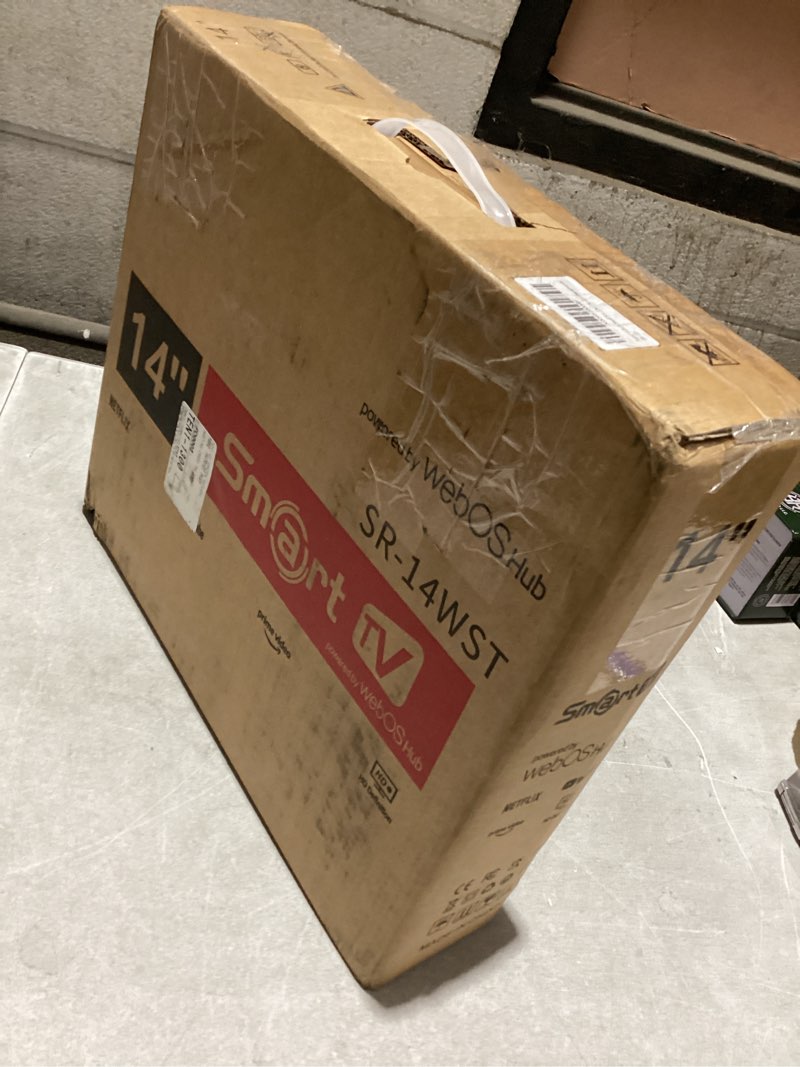 Condition photo showing As Is for 14” smart tv weboshub sr-14wst(missing stand)