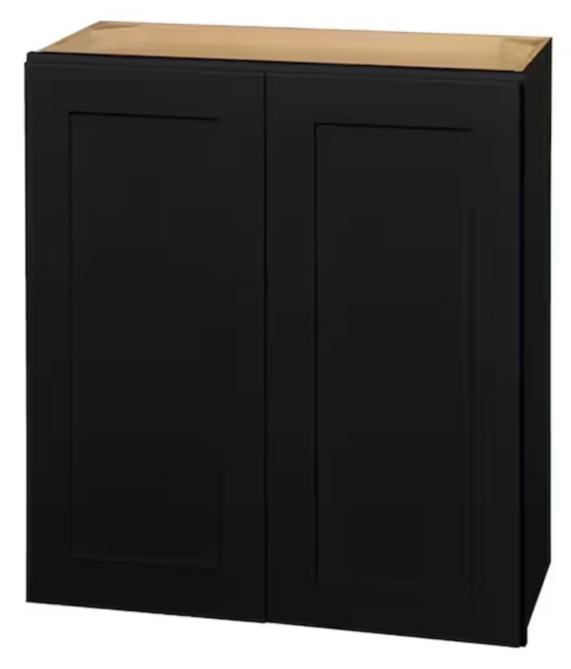 customer reviews for hampton bay avondale 27 in. w x 12 in. d x 30 in. h ready to assemble plywood shaker wall kitchen cabinet in raven black 
