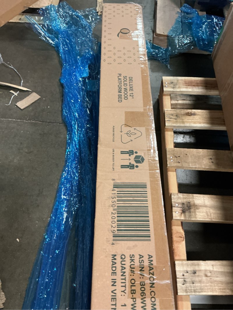 Condition photo showing Good Condition for zinus alexis deluxe wood platform bed frame, solid wood foundation, no box spring needed, wood slat support, easy assembly, rustic pine, queen