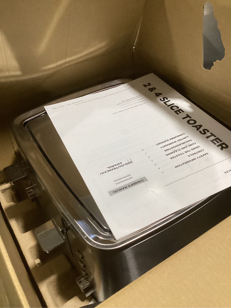 Condition photo showing Good Condition for ge stainless steel 4 slice toaster | extra wide slots for bagels, breads, waffles & more | 7 shade options | countertop kitchen essentials | 1500 watt 4-slice stainless steel