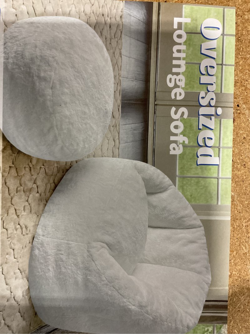 Condition photo showing New/Like New for maxyoyo giant bean bag chair, oversized bean bag couch for adults and kids, faux fur shell-shaped large chair with filler, stuffed big accent sofa lounge floor sofa for reading, dark grey, standard large faux fur dark grey