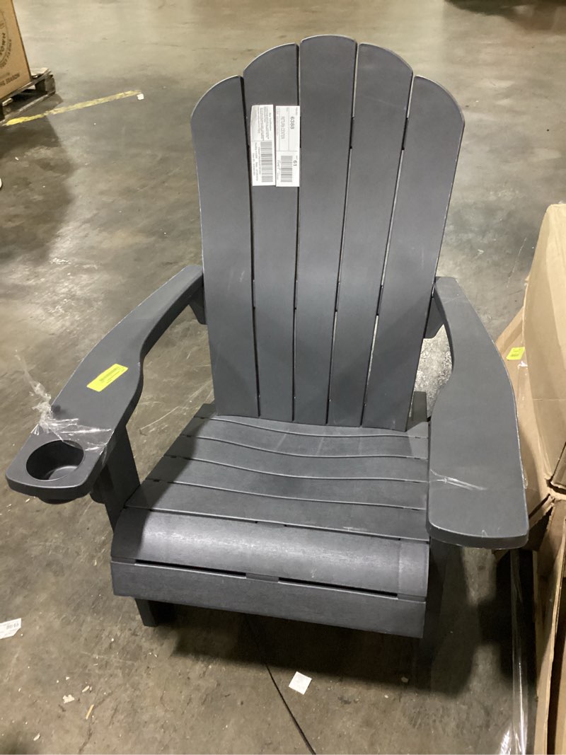 Condition photo showing Good Condition for keter kiawah adirondack chair, weather?resistant resin outdoor patio chair, ergonomic design, all?weather seating for garden, deck & backyard, graphite