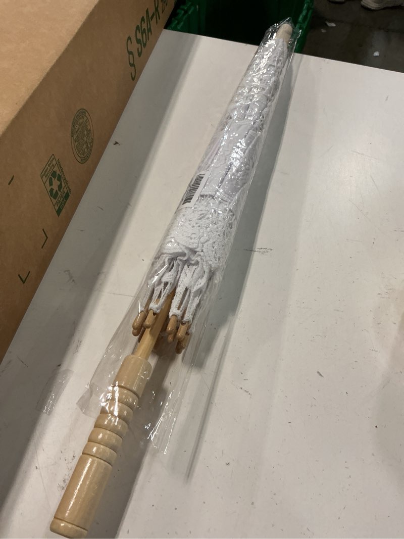 Condition photo showing Good Condition for Lace Parasol Umbrella Vintage Wedding Bridal Lace Umbrella for Decoration Photo Tea Party 32 Inch Adult Size 02 White