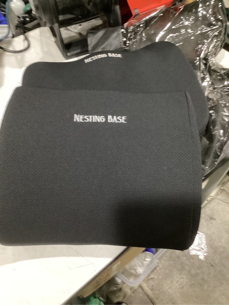 Condition photo showing Good Condition for black seat cushion for office chair and lumbar support pillow. the perfect gel infused chair cushion for home office, truck drivers and more. ergonomic design for tailbone, coccyx and back pain