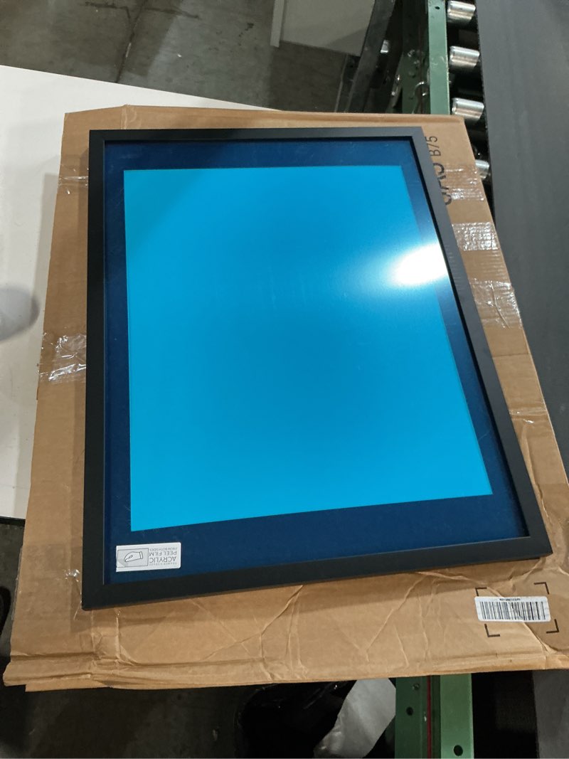 Condition photo showing Good Condition for 16x20 Frame Black Wood with Black Mat | 18x24 Frame Matted to 16x20 | Display Your Picture Under UV 