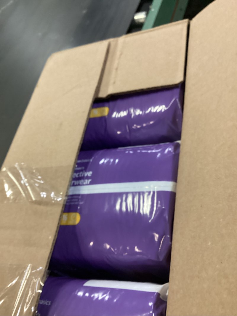 Condition photo showing New/Like New for Amazon Basics Incontinence Underwear for Women, Protective, Disposable, Postpartum, Maximum Absorbency, X-Large, Lavender, 48 Count (3 Packs of 16)