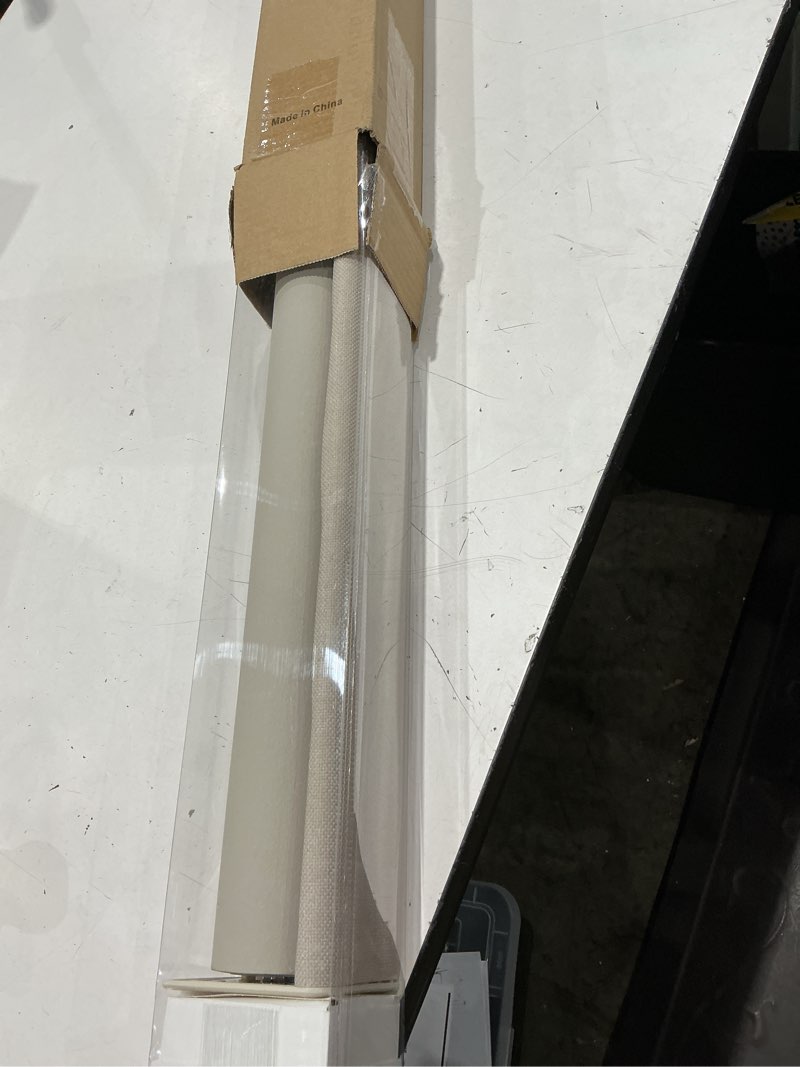Condition photo showing Good Condition for 100% blackout roller shades cordless blinds for windows, free-stop blind with beige linen valance thermal insulated uv protection privacy window shades for bedroom living room oatmeal 34.5" w x 72" h oatmeal 34.5"w x 72"h