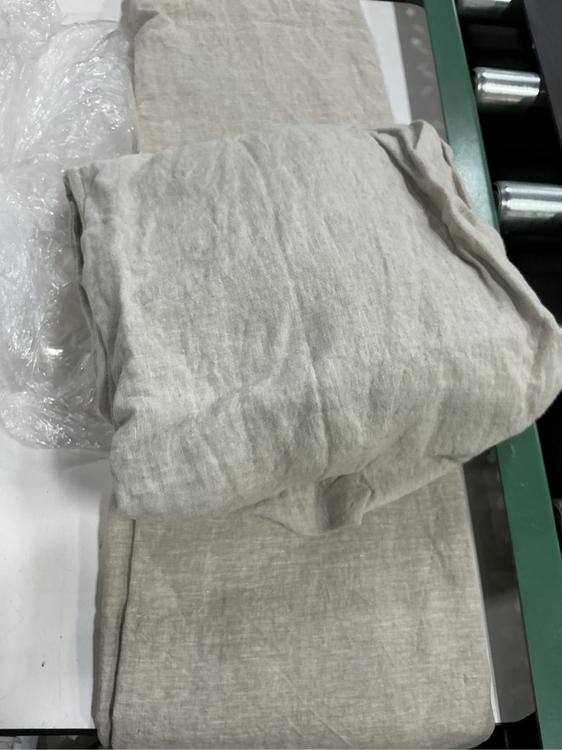Condition photo showing As Is for quince bamboo sheet set color sand size king 