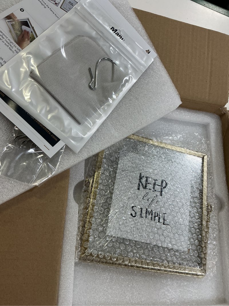 Condition photo showing Good Condition for acelist set of 3 glass photo frame collection simple metal geometric picture frame with glass cover includes 4"" x 4"", 4"" x 6"", 5"" x 7"" 4x4, 4x6, 5x7