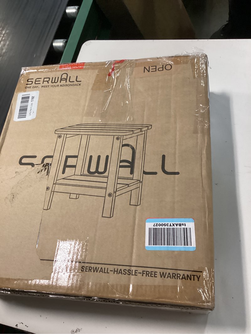 Condition photo showing New/Like New for serwall double adirondack side table rectangular end table, brown brown hips-1 pack
