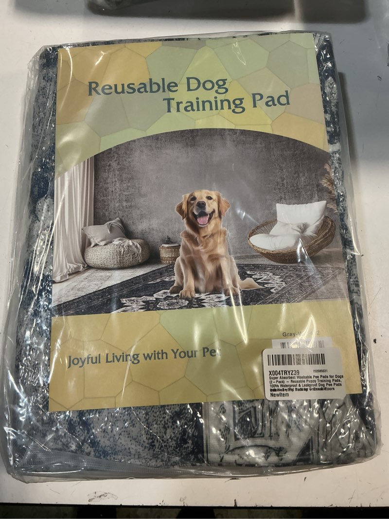 Condition photo showing New/Like New for super absorbent washable pee pads for dogs (2-pack) – reusable puppy training pads, 100% waterproof & leakproof dog pee pads with non-slip backing – durable, quick-dry pet pads for crates & floors gray floral 36x36