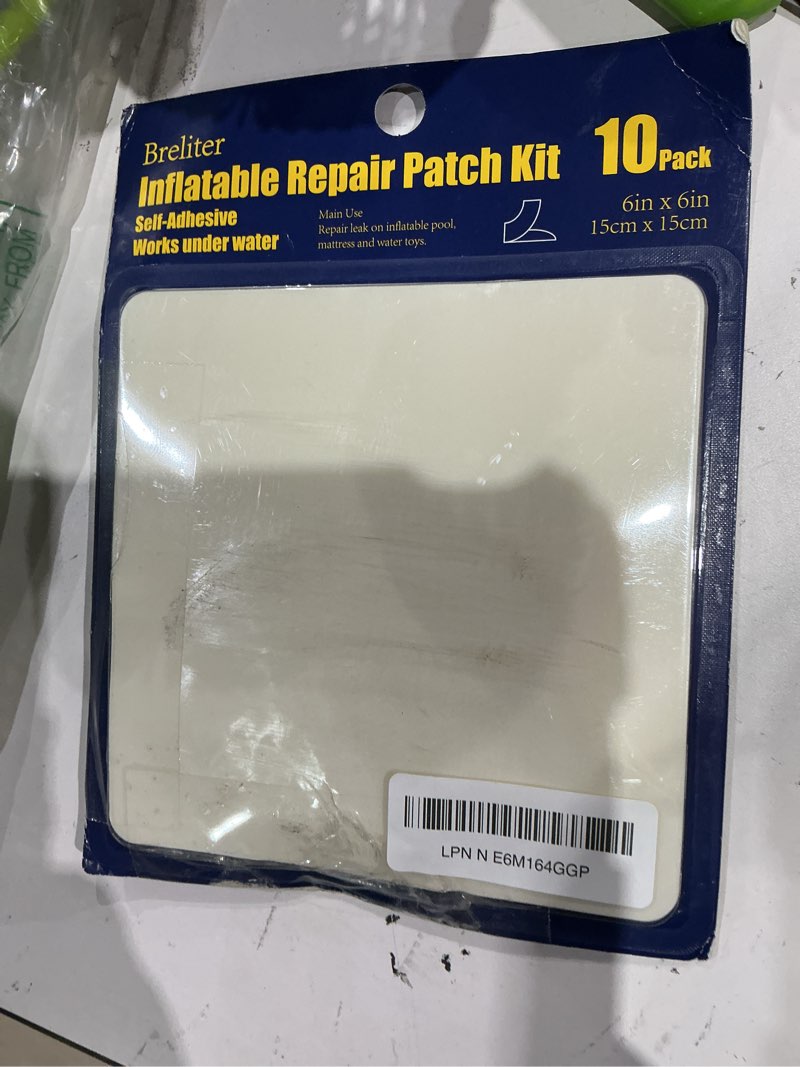 Condition photo showing New/Like New for breliter inflatable patch repair kit - waterproof tpu pool repair tape, heavy duty repair patch for air mattress, bounce house, inflatable toys, tent, swimming ring - 10 packs of 6in x 6in, square 6in square