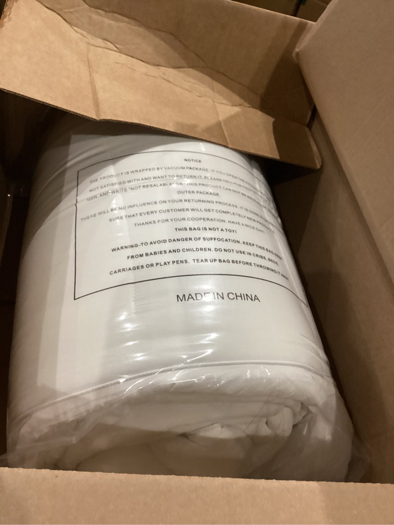 Condition photo showing As Is for mattress topper king for back pain, extra thick mattress pad cover, plush pillow top, deep elastic pocket, white king white