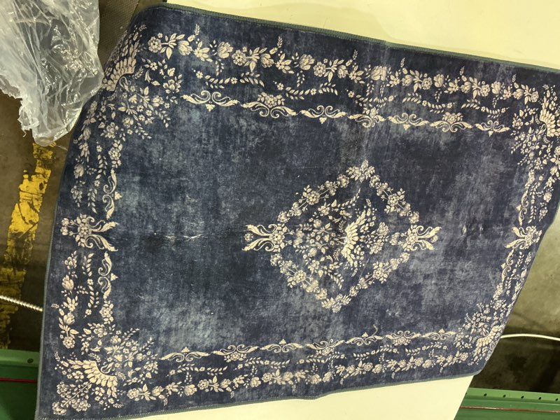 Condition photo showing Good Condition for flydoit small entryway rug 2x3 washable area rugs for bathroom, navy blue vintage boho distressed door mat, non-slip soft low pile indoor entrance floor carpet for kitchen college dorm office decor 2' x 3' (rectangular) navy blue