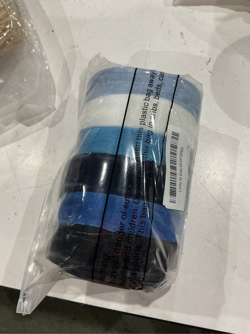 Condition photo showing Good Condition for 6 rolls organza ribbon sheer chiffon ribbon bulk for wrapping decorating valentine wedding birthday bouquet garland(50 yard each roll,blue) blue 50 yard each roll