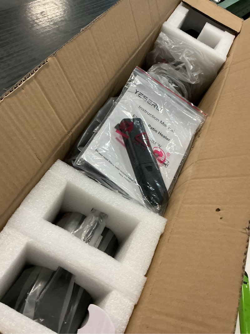 Condition photo showing As Is for YESERLl Electric Patio Heater with Remote Control- 1500w Outdoor Heater Fast Heating with 3 Power Setting, Wall Mounted Carbon Infrared Heater Quiet - IP65 Waterproof and 24H Timer for Snow Outdoor Classic