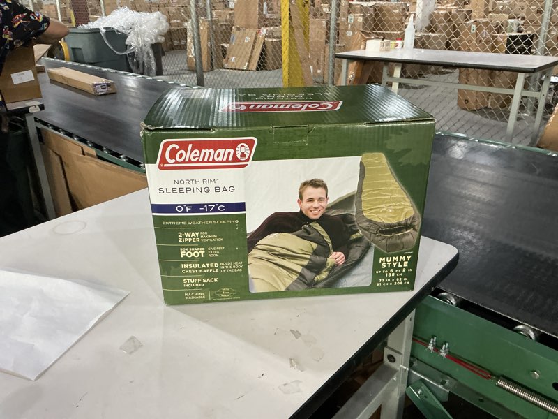 Condition photo showing New/Like New for Coleman North Rim 0°F Big & Tall Sleeping Bag, Cold-Weather Mummy Sleep Sack with No-Snag Zipper & Adjustable Hood for Warmth & Ventilation, Large Camping Sleeping Bag Pfas-free