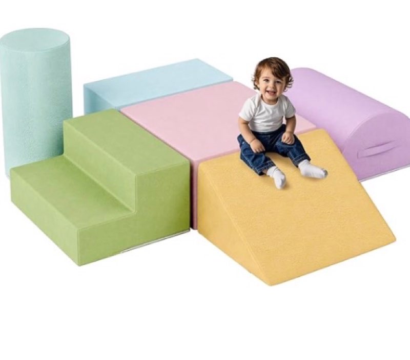 TOLEAD Large Baby Climbing Blocks – 6 Pcs Climbing Toys for Toddlers - Ultra High Density Soft Foam Play Gym Equipment Easy Wash for Indoor Nursery, Classic (Pink, 6-Piece)