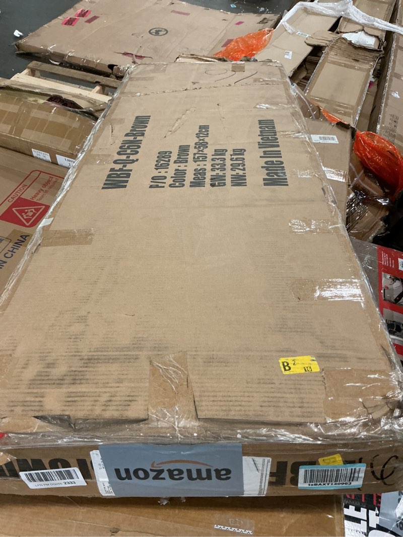 Condition photo showing As Is for PayLessHere Wood Platform Bed Frame Queen Size Solid Wood Bed Frame with Headboard Wood Slats Support No Box Spring Needed Easy Assembly,Brown Queen With Headbroad