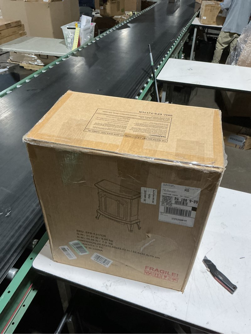 Condition photo showing Good Condition for As is 24\" Electric Fireplace Heater - Freestanding Fire Places Electric Fireplace Stove with Realistic LED